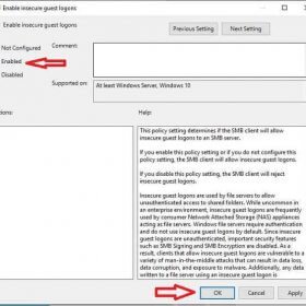 Hướng dẫn sửa lỗi: "You can't access this shared folder because your organization's security policies block unauthenticated guest access.