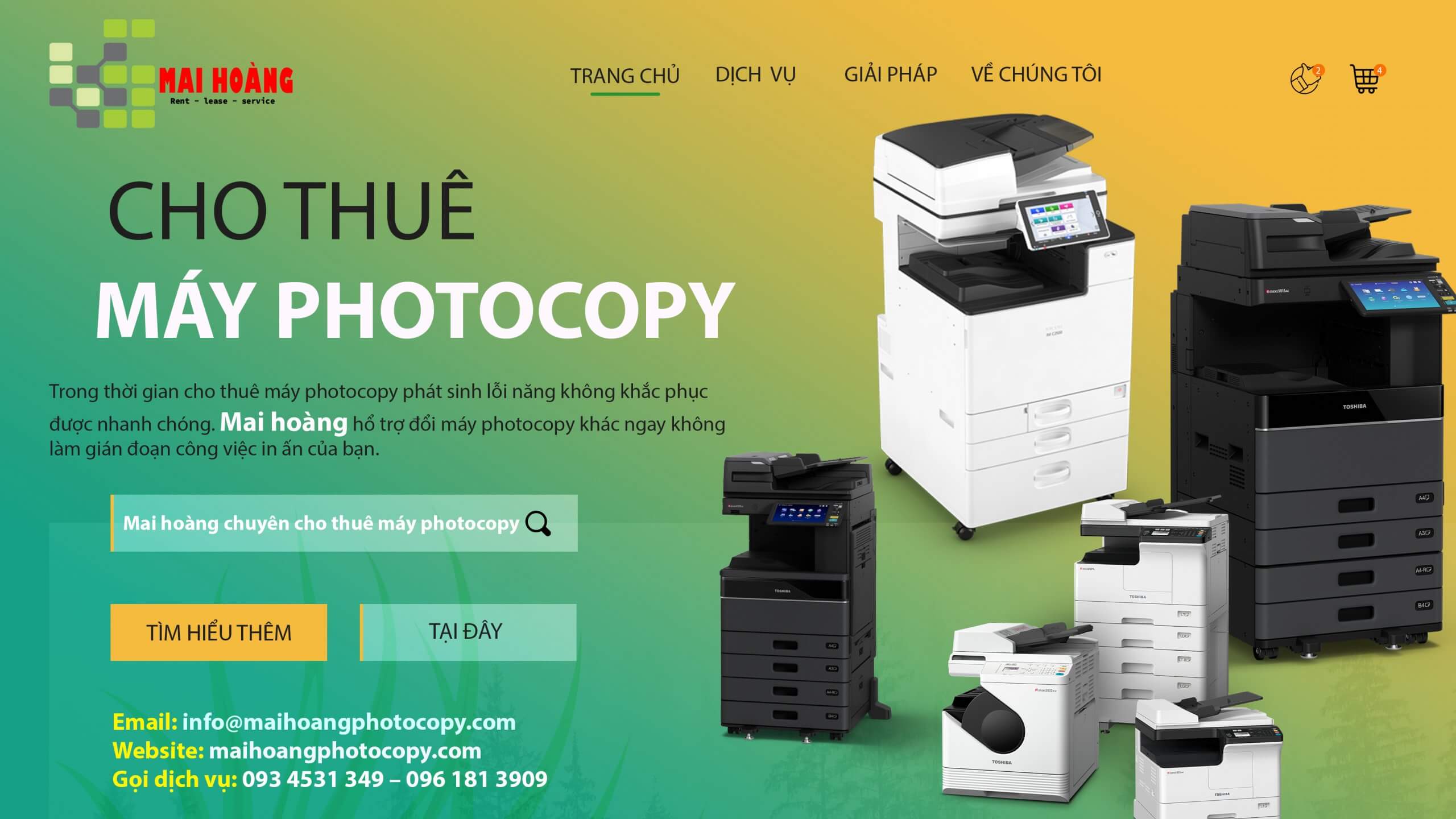 Các dòng máy photocopy của các dịch vụ cho thuê rất đa dạng, có thể kể đến như: Fuji Xerox, Ricoh, HP, Toshiba, Konica Minolta,...Mỗi dòng máy