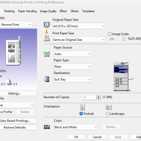 Hướng dẫn cách chỉnh in đen trắng mặc định trên các dòng máy in máy photocopy màu toshiba