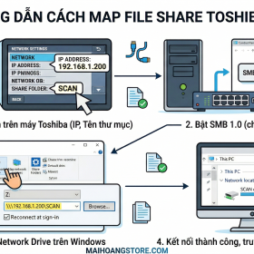 Cách Map Ổ File Share Máy Photocopy Toshiba Về Máy Tính (Chi Tiết )
