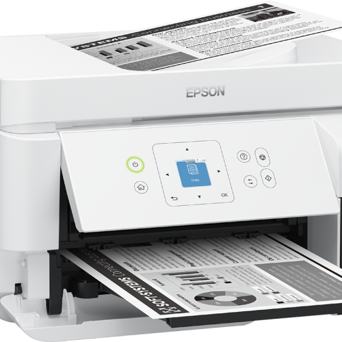 Ảnh dòng máy Epson M2050 do hãng cung cấp; phụ kiện tùy cấu hình