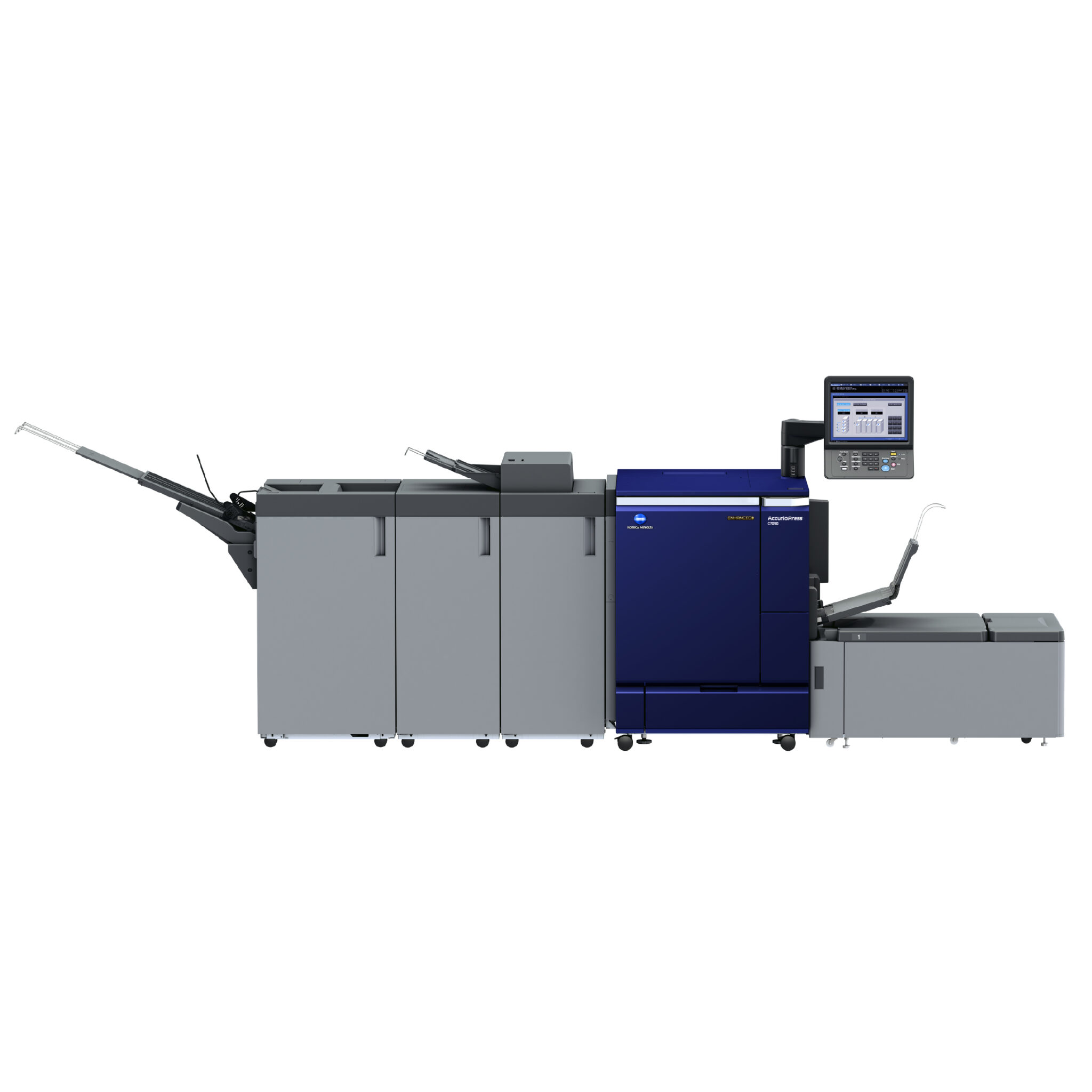 Ảnh dòng máy Konica Minolta AccurioPress C7100 ENHANCED / AccurioPress C7090 ENHANCED do hãng cung cấp; phụ kiện tùy cấu hình