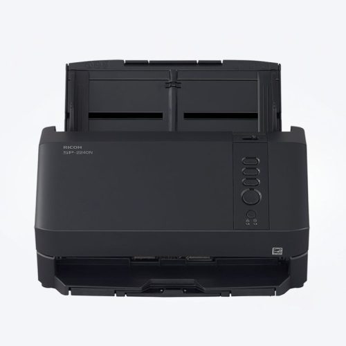 Máy scan Ricoh SP-2240N, ảnh chính diện với khay nạp mở